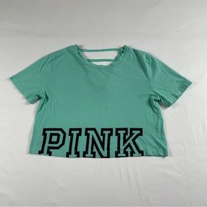 PINK Victoria's Secret Women's Crop Tee  Back Lace-up Shirt Size: XS
